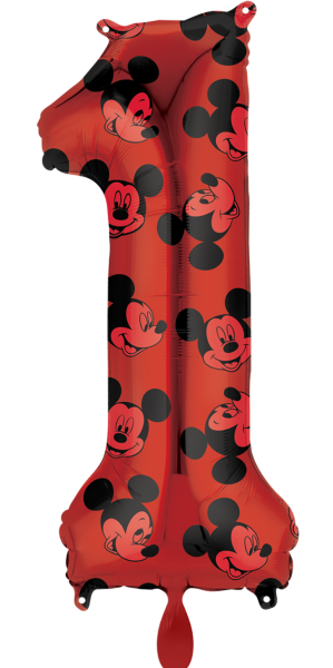 Folienballon - Zahl 1: Mickey Maus - ø 86cm